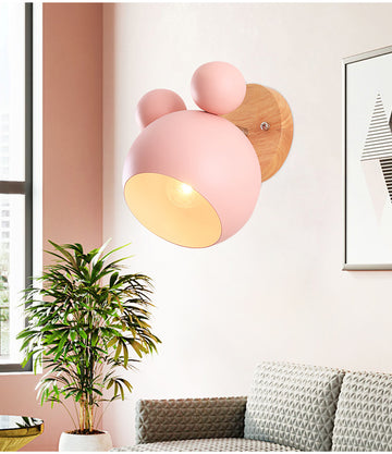 Appliques Murales Interieur Nordic chambre lampe de chevet personnalité créative enfants simple macaron bois